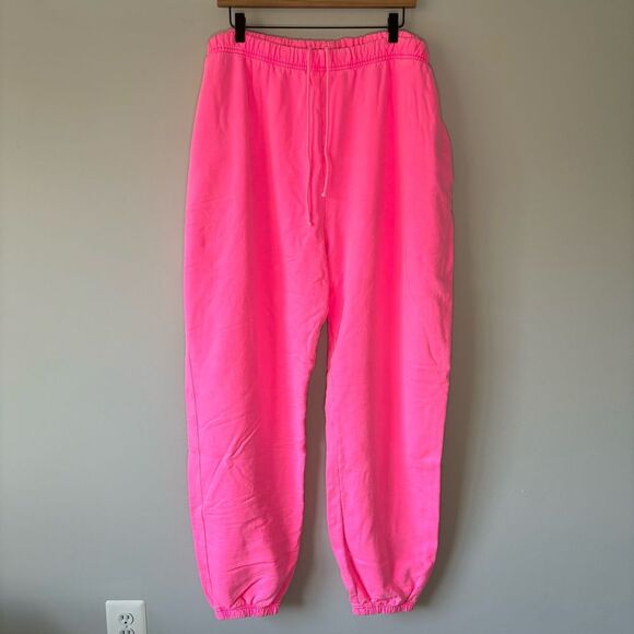 Good American Neon Pink Cotton Jogger Sweatpants - Size 7 / 4XL - Picture 1 of 8